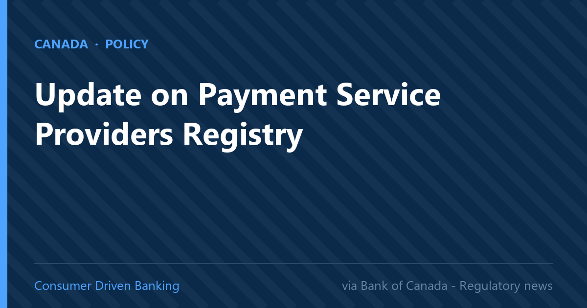 Update on Payment Service Providers Registry